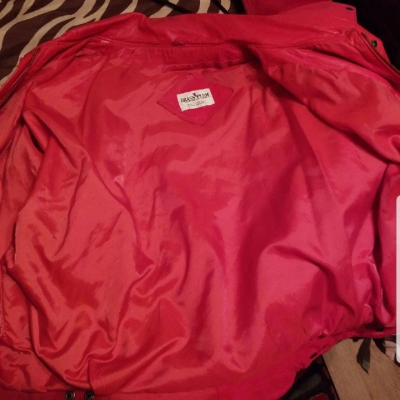 Vintage Brass Plum Red Leather Jacket - Picture 7 of 8